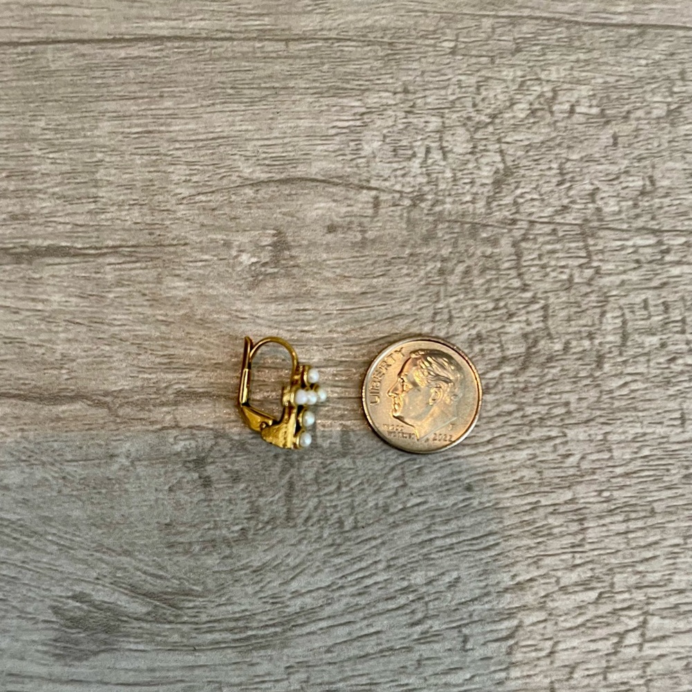 Dainty Gold & Pearl Cross Earrings - Picture 9 of 9